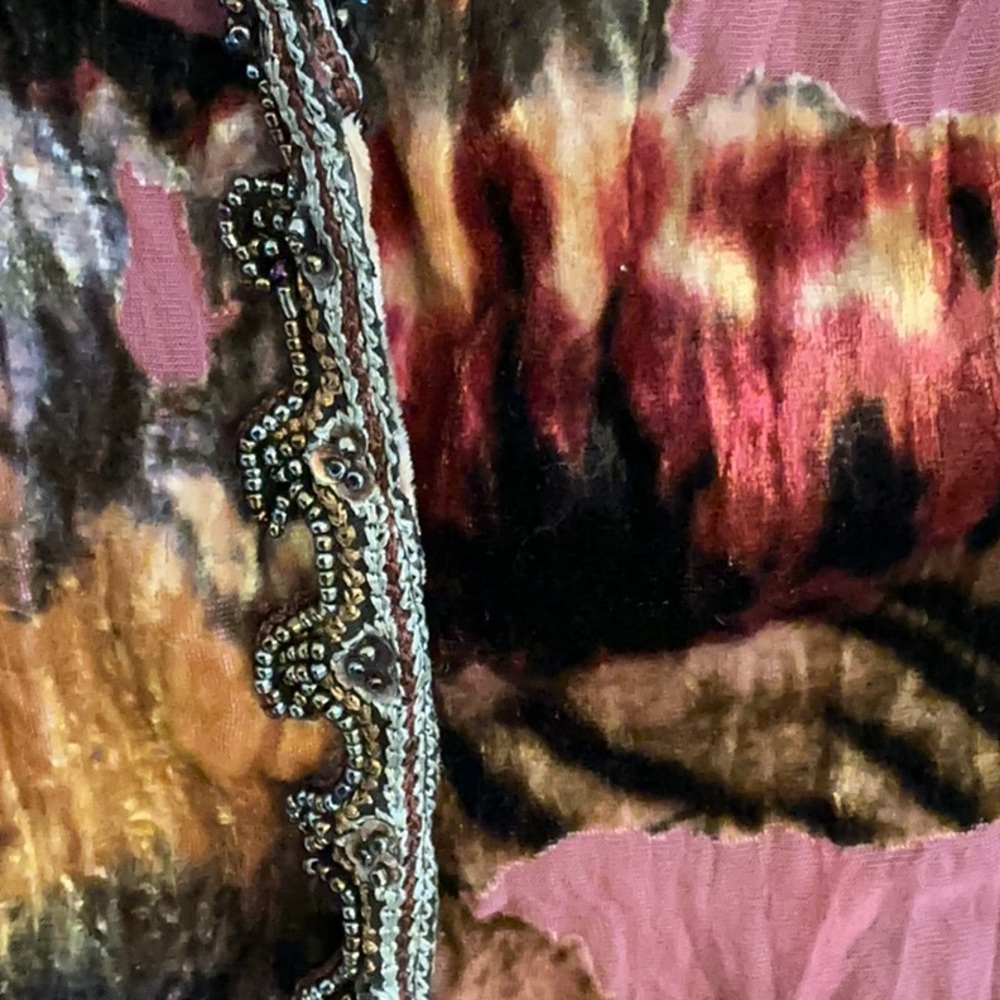 Alberto Makali Multicolor Mixed-Print Velvet-Trim & Beaded Jacket - Picture 7 of 15